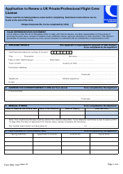 Form SRG1102 Application to Renew a UK Private/Professional Flight Crew Licence - United Kingdom