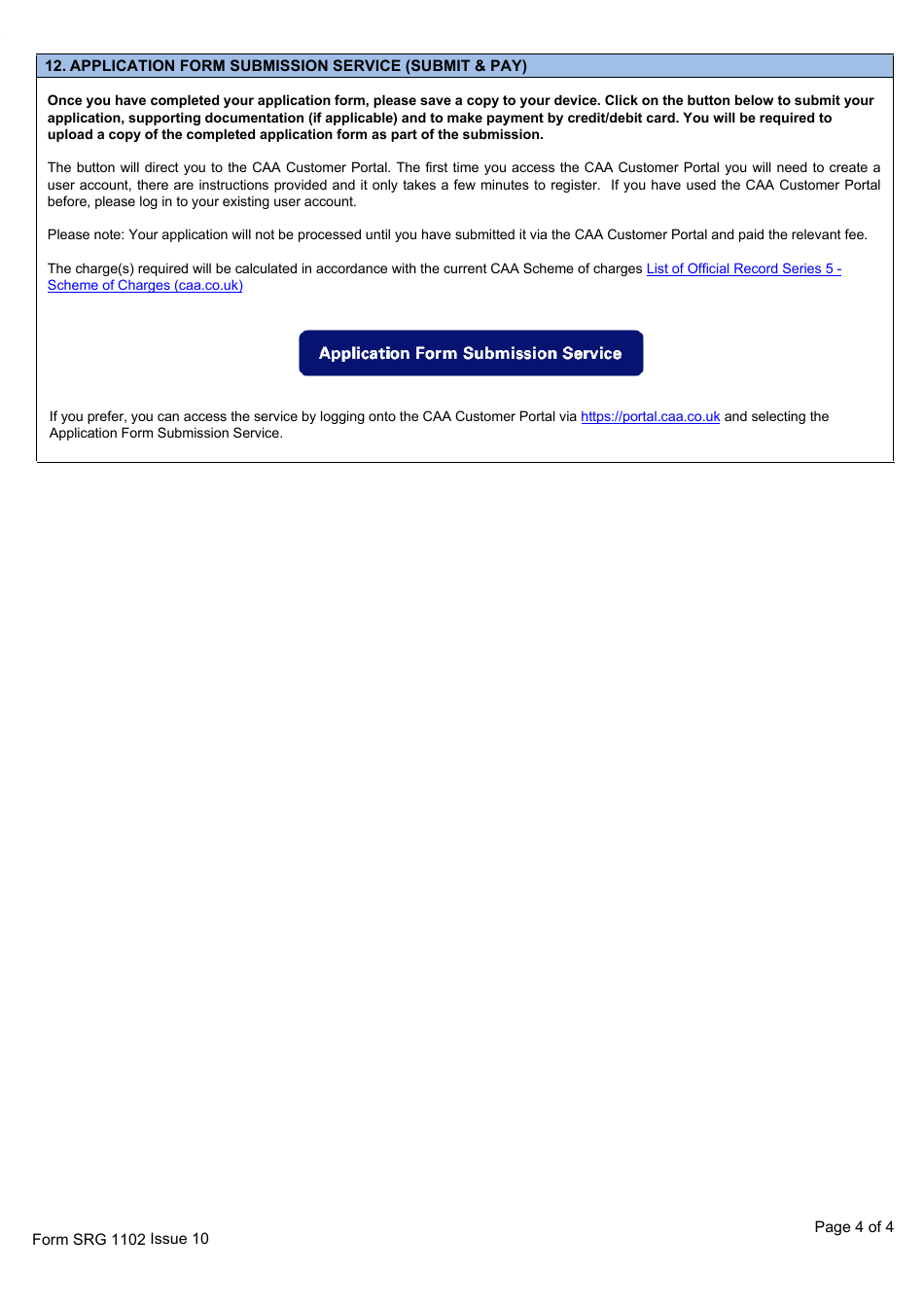 Form SRG1102 Application to Renew a UK Private / Professional Flight Crew Licence - United Kingdom, Page 4