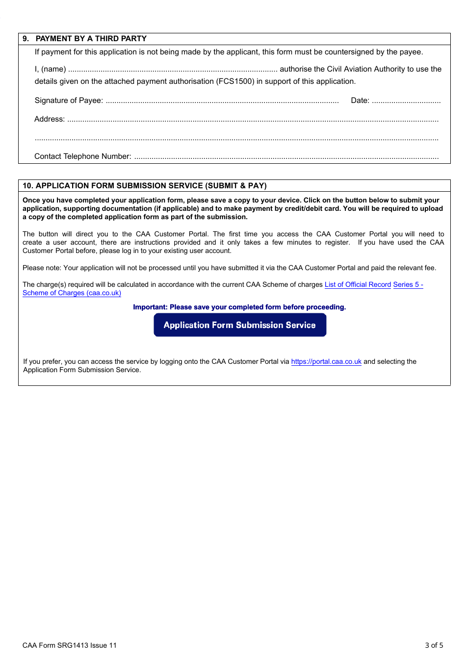 CAA Form SRG1413 Application for Radio Operators Certificate of Competence - United Kingdom, Page 3
