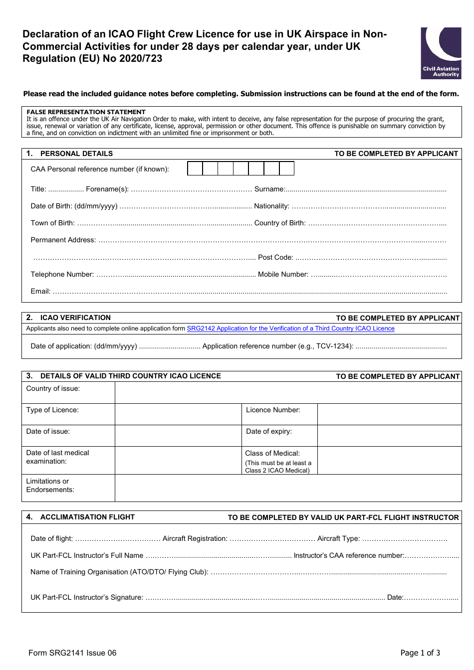 Form SRG2141 Download Fillable PDF or Fill Online Declaration of an ...