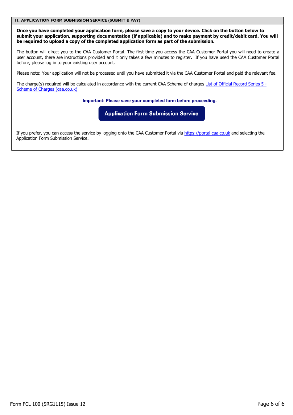 Form FCL100 (SRG1115) UK Private Pilots Licence or Commercial Pilots Licence Balloon / Airship Licence / Airship Rating / UK Flight Radiotelephony Operators Licence - Application - United Kingdom, Page 6