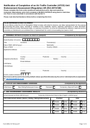 Form SRG1411D Notification of Completion of an Air Traffic Controller (Atco) Unit Endorsement Assessment (Regulation UK (Eu) 2015/340) - United Kingdom