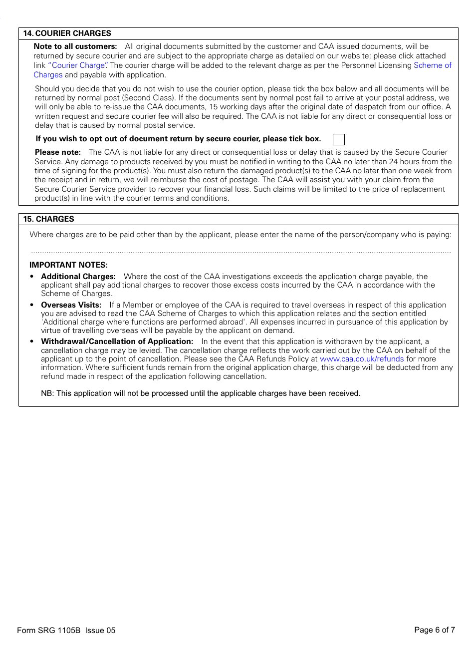 Form SRG1105B Balloon - Application for Part-Fcl Balloon Pilot Licence and Light Aircraft Pilot Licence - United Kingdom, Page 6