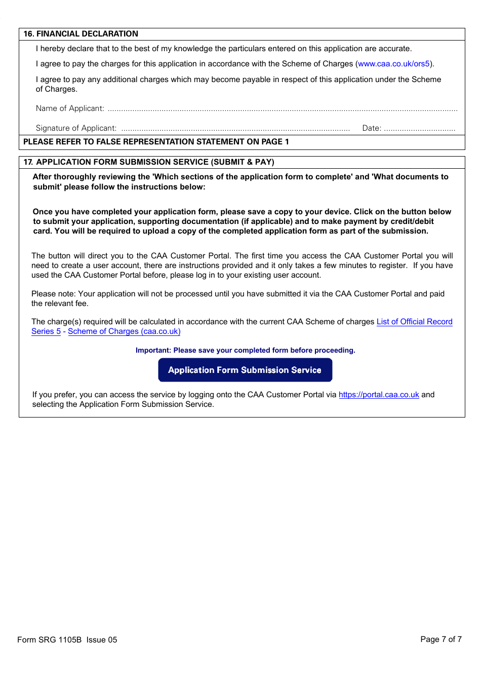 Form SRG1105B Balloon - Application for Part-Fcl Balloon Pilot Licence and Light Aircraft Pilot Licence - United Kingdom, Page 7
