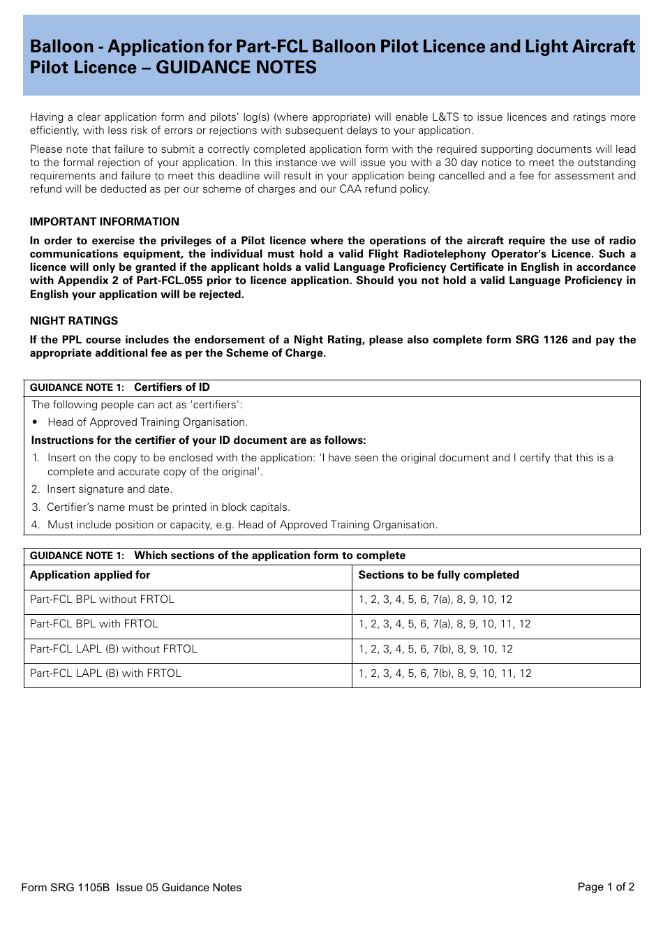 Form SRG1105B Balloon - Application for Part-Fcl Balloon Pilot Licence and Light Aircraft Pilot Licence - United Kingdom, Page 8