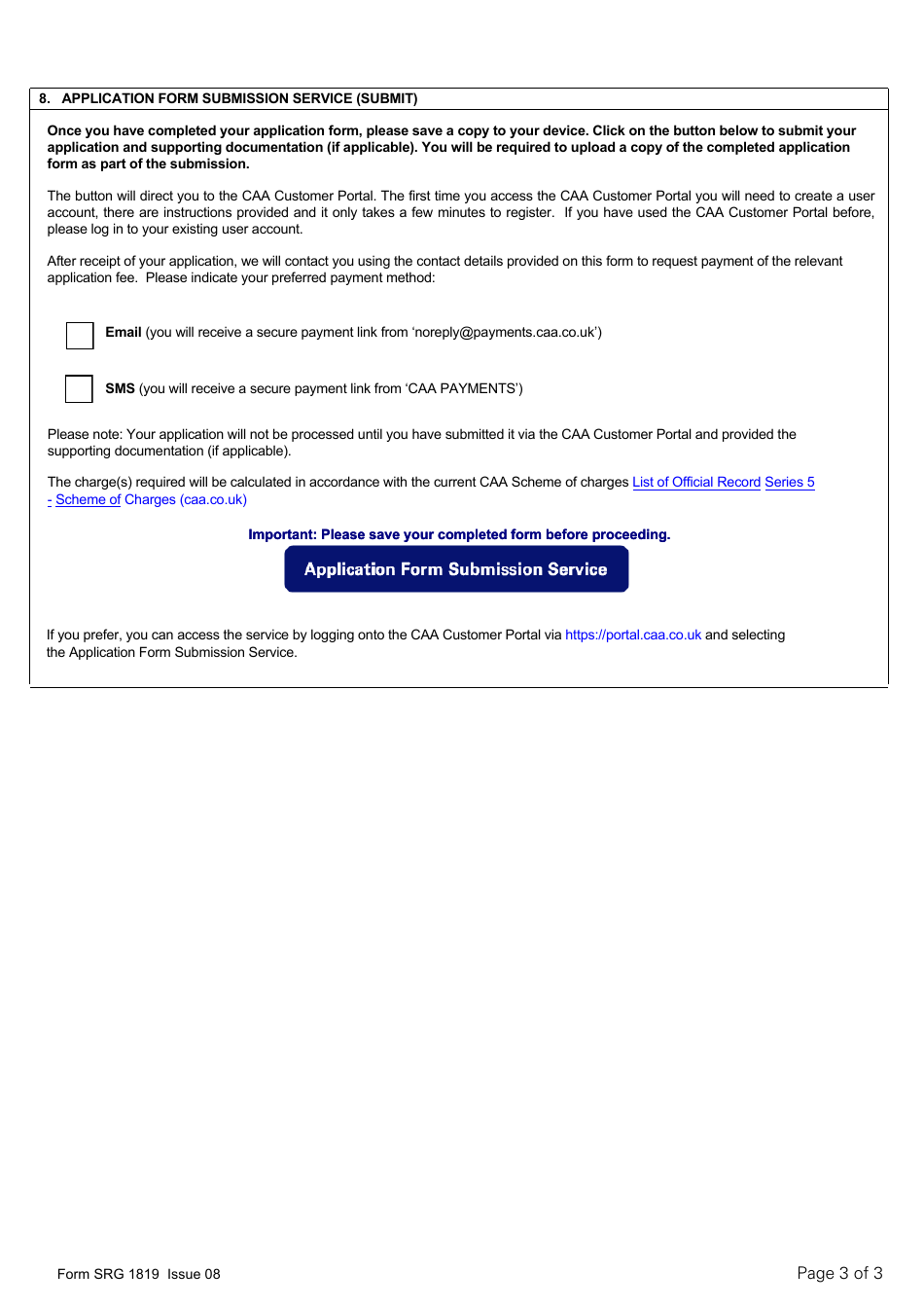 Form SRG1819 Application for the Initial Issue of Senior Examiner (Se) Certificate - United Kingdom, Page 3