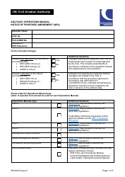 Form SRG1832 Aoc/Paoc Operations Manual Notice of Proposed Amendment (Npa) - United Kingdom