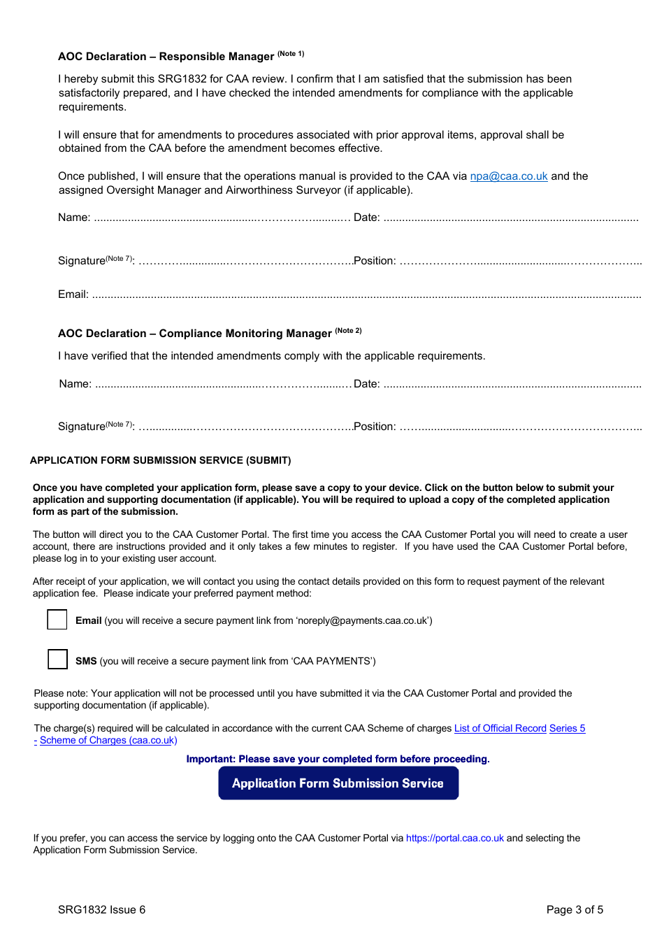 Form SRG1832 Aoc / Paoc Operations Manual Notice of Proposed Amendment (Npa) - United Kingdom, Page 3