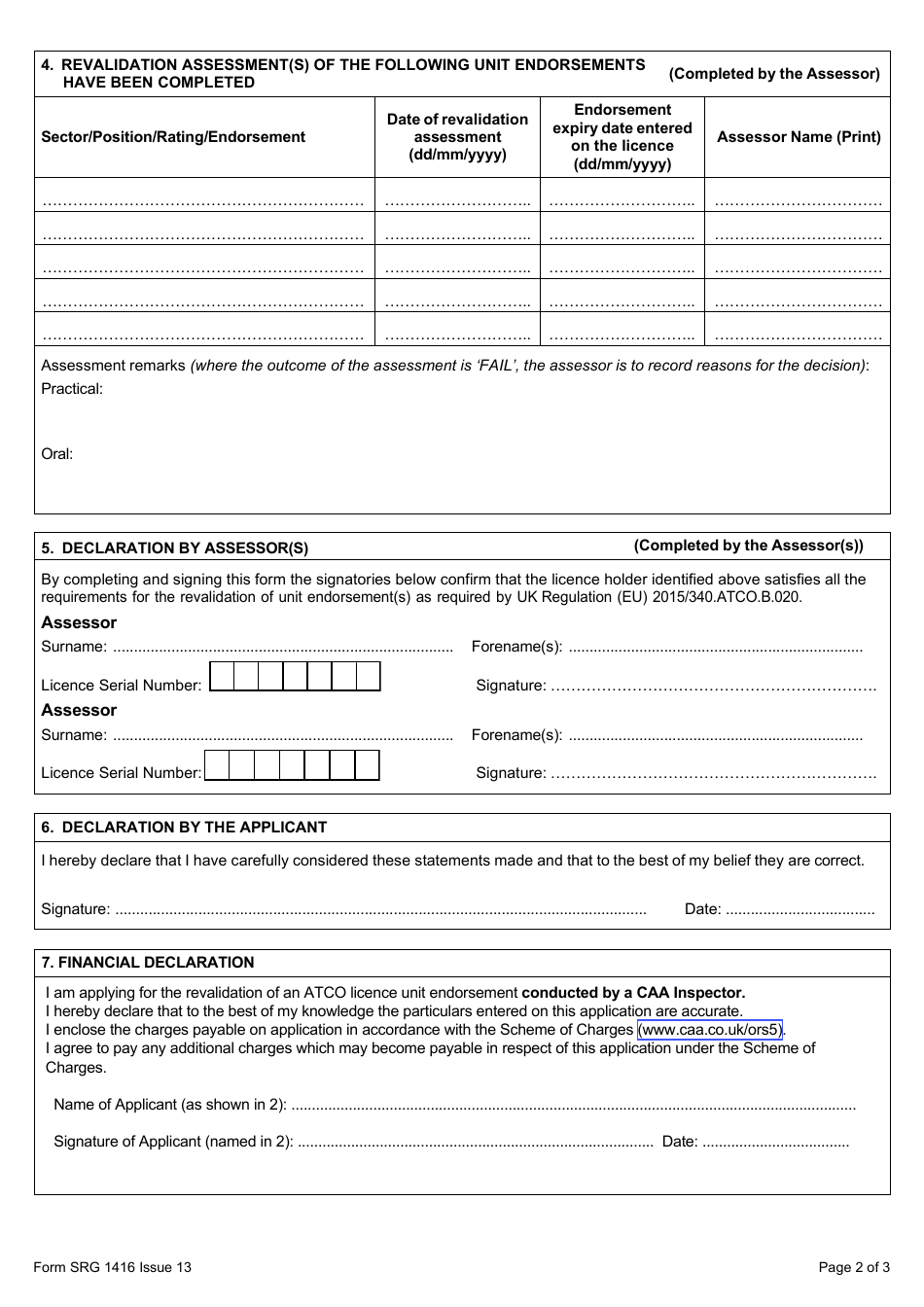 Form SRG1416 Notification and Record of Revalidation of an Atco Unit Endorsement (UK Regulation (Eu) 2015 / 340) - United Kingdom, Page 2