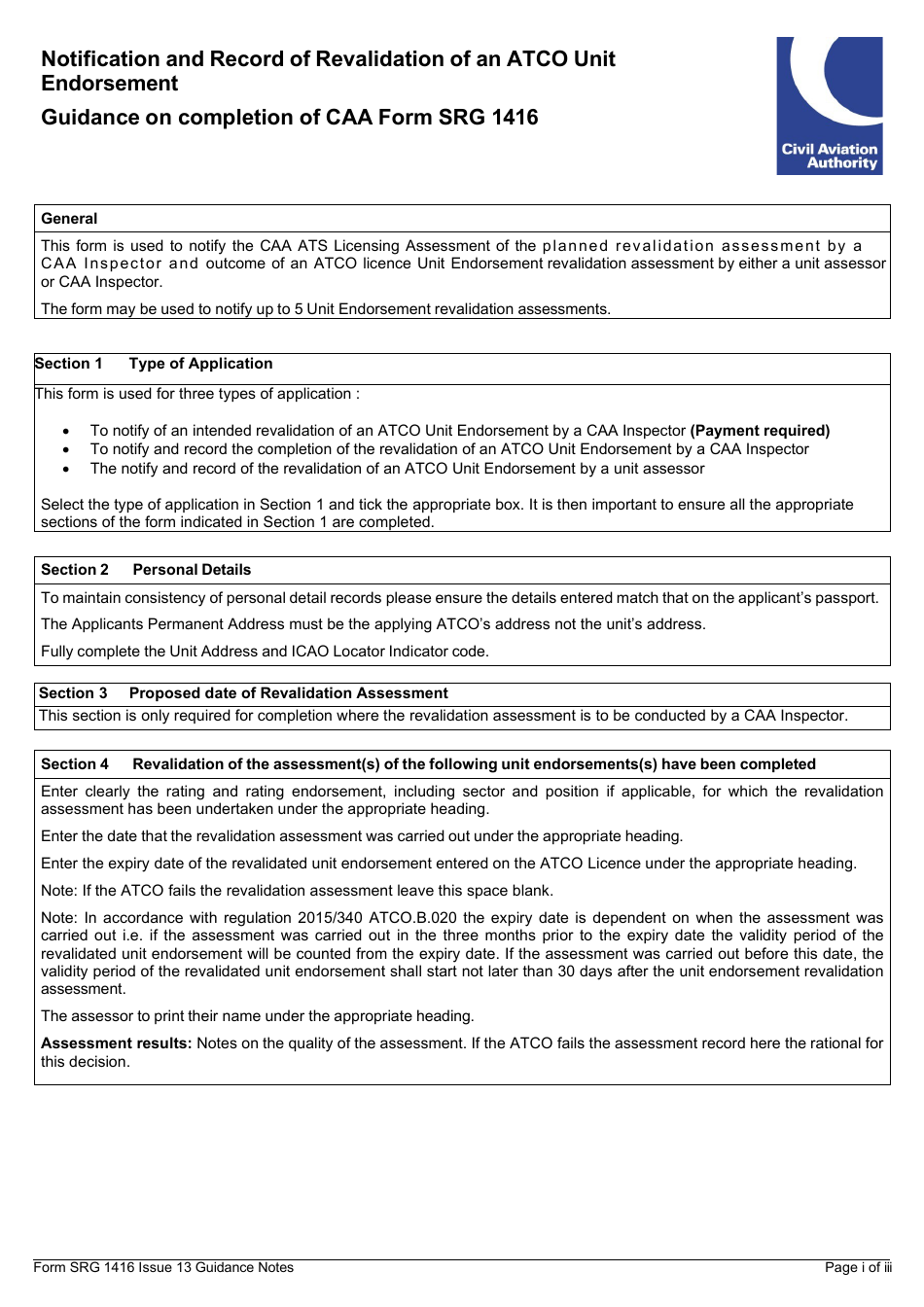 Form SRG1416 Notification and Record of Revalidation of an Atco Unit Endorsement (UK Regulation (Eu) 2015 / 340) - United Kingdom, Page 4