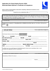 Document preview: CAA Form SRG1413A Application for Flying Display Director (Fdd) Restricted Radio Operator's Certificate of Competence - United Kingdom