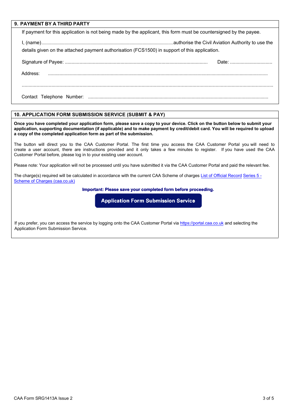 CAA Form SRG1413A Application for Flying Display Director (Fdd) Restricted Radio Operators Certificate of Competence - United Kingdom, Page 3