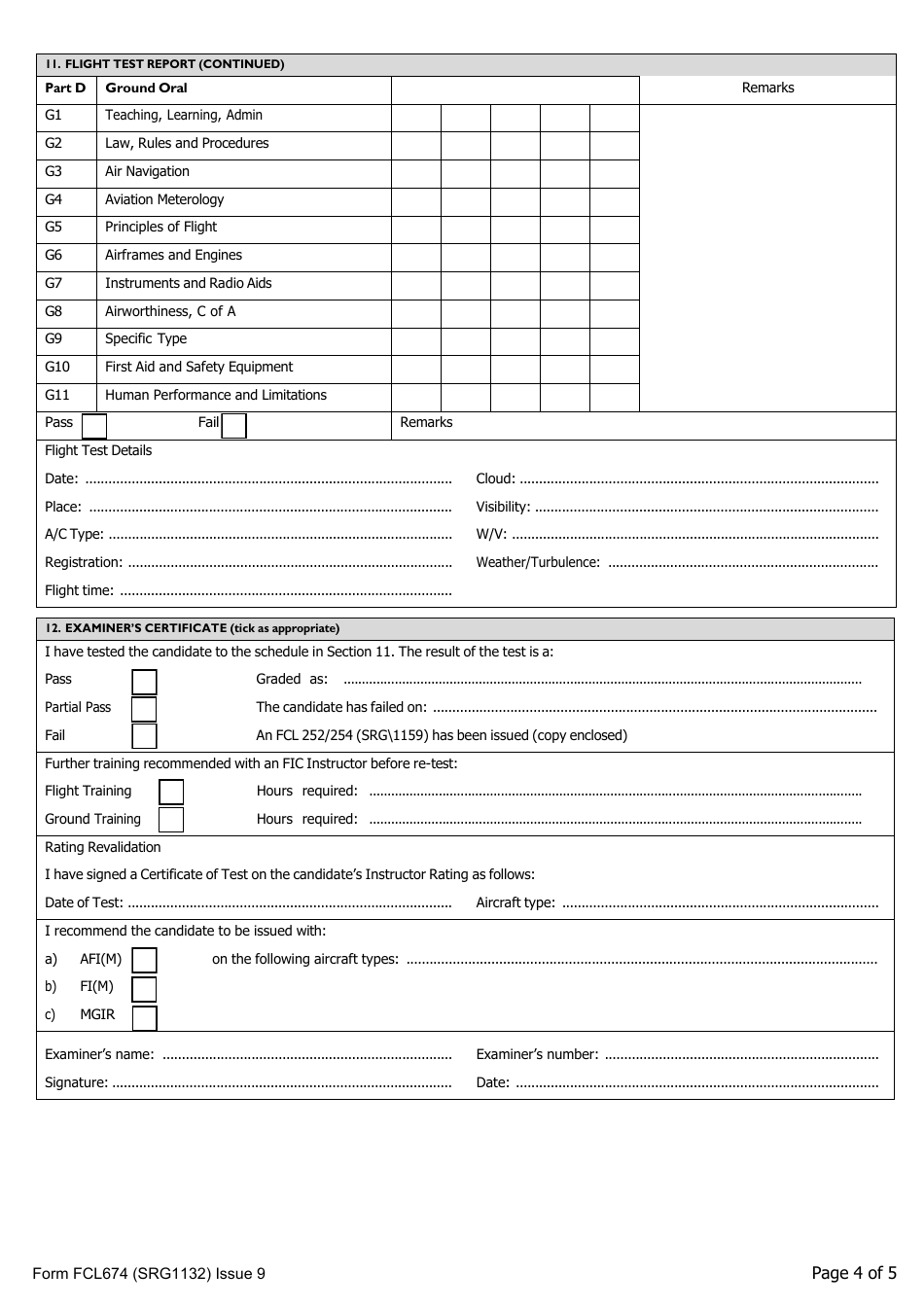 Instructor Form I (SRG1132; FCL674) National Fixed Wing Application - United Kingdom, Page 4