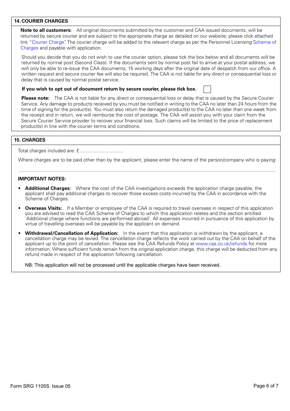 Form SRG1105S Sailplane - Application for Part-Fcl Sailplane Pilot Licence and Light Aircraft Pilot Licence - United Kingdom, Page 6