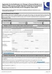 Form SRG1411E Application for the Notification of a Change to Personal Details to an Atco or Fiso Licence or Radio Operator Certificate of Competence (Regulation UK (Eu) 2015/340 and Air Navigation Order 2016) - United Kingdom