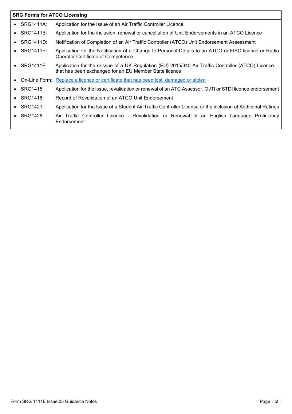 Form SRG1411E Application for the Notification of a Change to Personal Details to an Atco or Fiso Licence or Radio Operator Certificate of Competence (Regulation UK (Eu) 2015 / 340 and Air Navigation Order 2016) - United Kingdom, Page 4