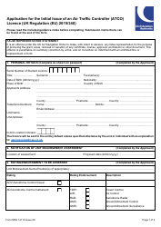 Form SRG1411A Application for the Initial Issue of an Air Traffic Controller (Atco) Licence (UK Regulation (Eu) 2015/340) - United Kingdom