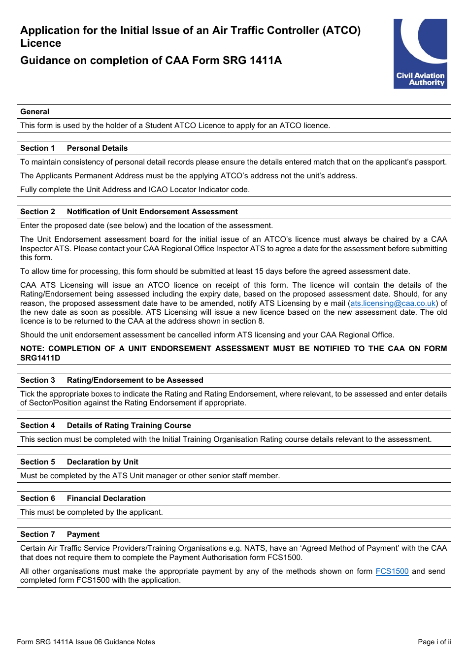 Form SRG1411A Application for the Initial Issue of an Air Traffic Controller (Atco) Licence (UK Regulation (Eu) 2015 / 340) - United Kingdom, Page 4