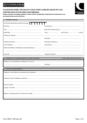 Form SRG1118N Validation Under the Ano of Flight Crew Licences Issued by Icao Contracting States Issue and Renewal - United Kingdom
