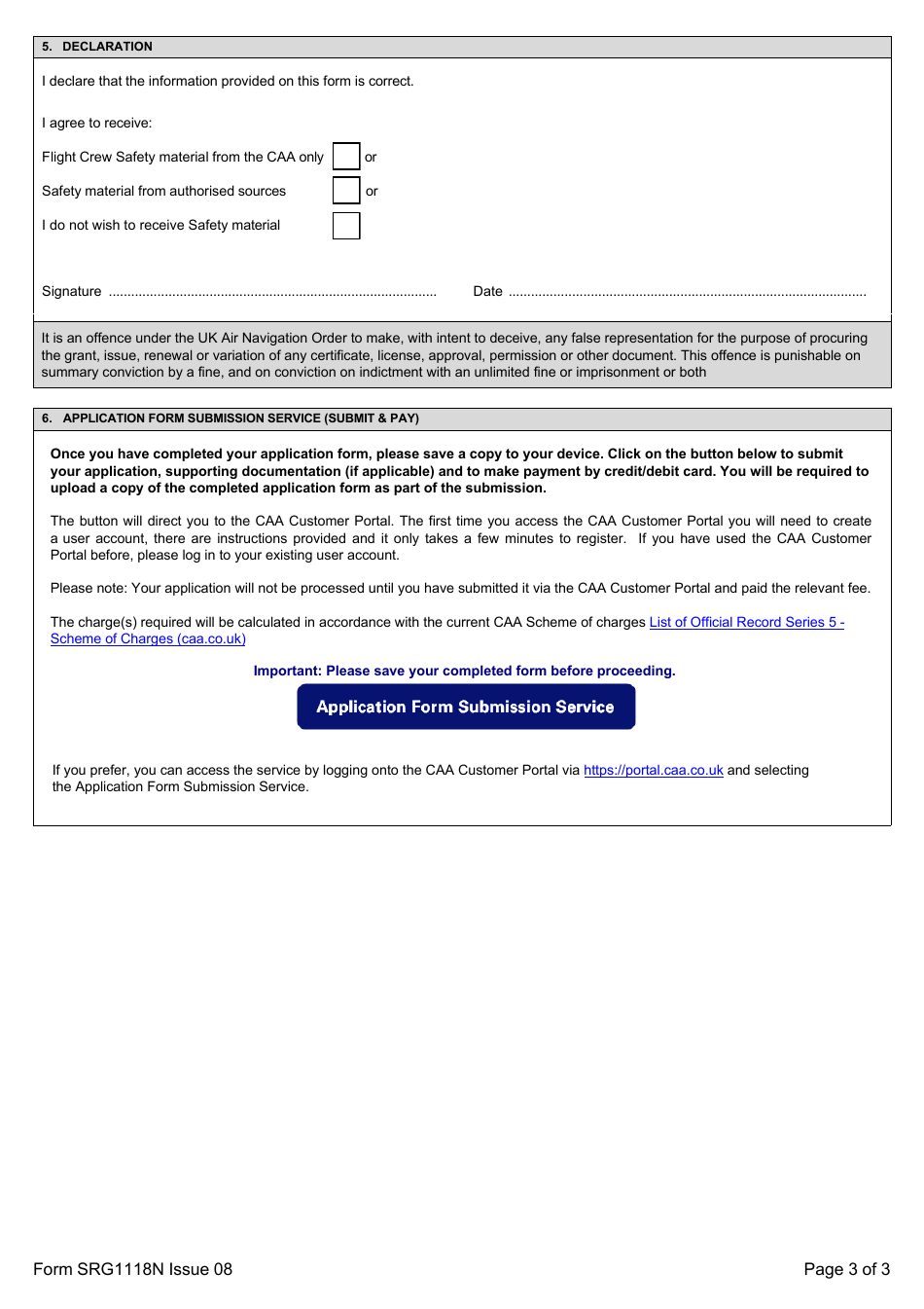 Form SRG1118N Validation Under the Ano of Flight Crew Licences Issued by Icao Contracting States Issue and Renewal - United Kingdom, Page 3