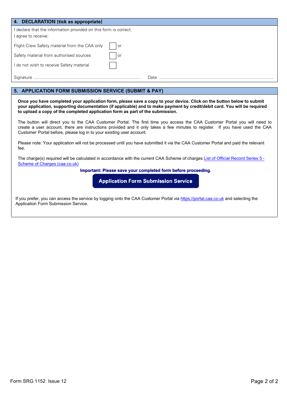 Form SRG1152 Application for Seamanship Examinations - United Kingdom, Page 2