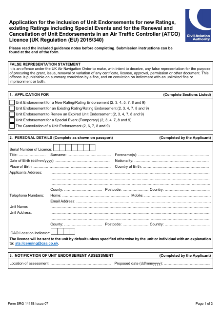 Form SRG1411B  Printable Pdf
