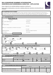 Form SRG1182 Balloon/Airship Examiner Authorisation Issue/Revalidation/Renewal/Variation - Application - United Kingdom