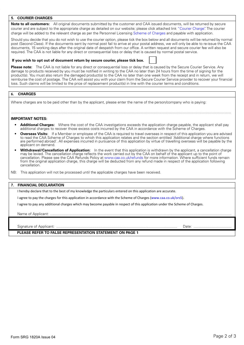 Form SRG1820A - Fill Out, Sign Online and Download Fillable PDF, United ...