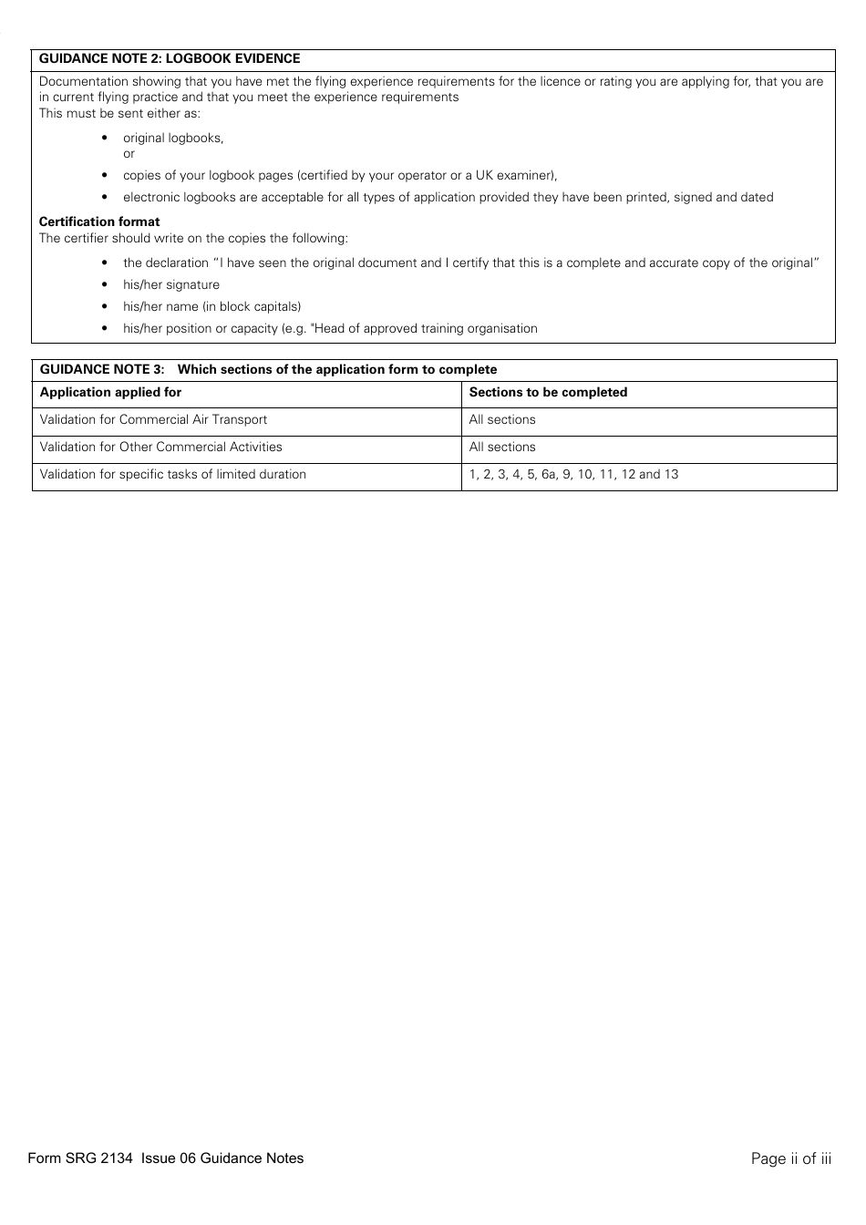 Form SRG2134 Application for the Validation (Or Extension of Validation) of a Flight Crew Licence Issued by an Icao Contracting State for Commercial Activities and for Non-commercial Operations Where the Pilot Is Remunerated Under Article 5 of UK (Eu) 2020 / 723 - United Kingdom, Page 8