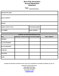 Document preview: Bona Fide Association Annual Registration Statement - California