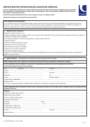 Document preview: Form SRG1726NR Application for Certification or Validation Approval - United Kingdom