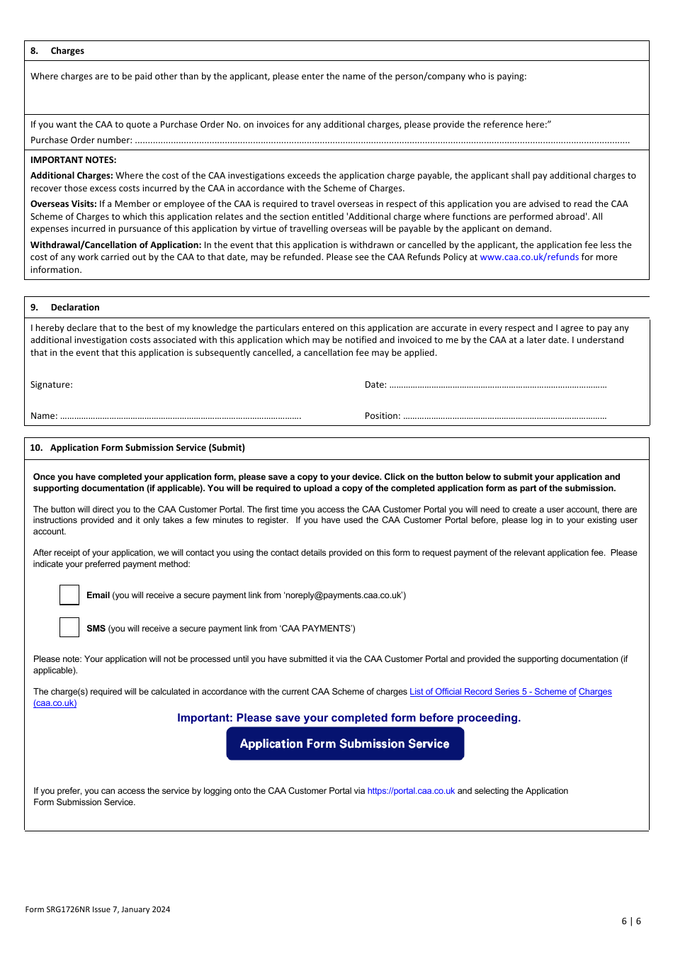 Form SRG1726NR Application for Certification or Validation Approval - United Kingdom, Page 6