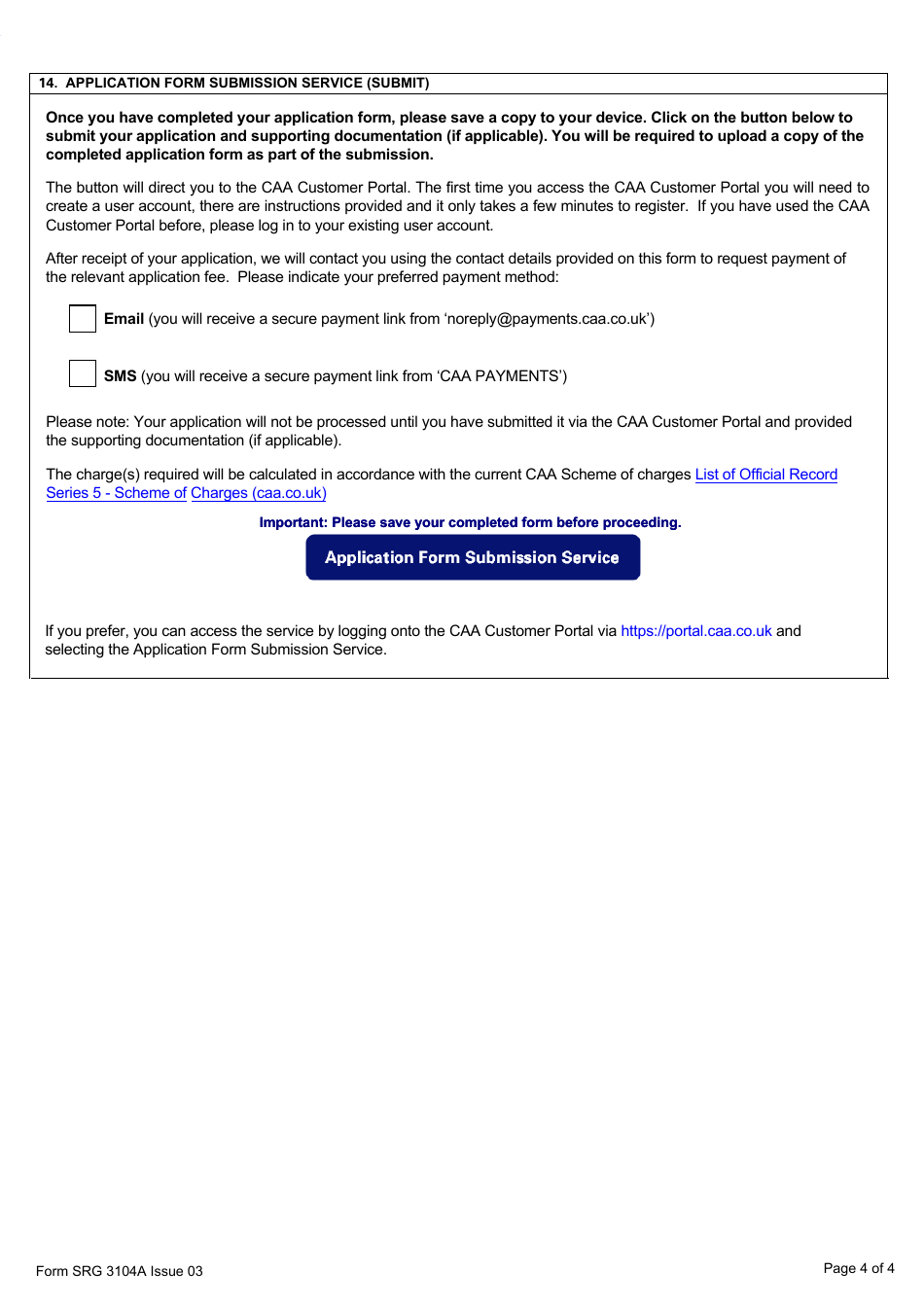 Form SRG3104A Application for Assessment of Competence (Aoc) for the Revalidation, Renewal or Variation of Either an Sfe / Tre and Cres (For 3rd Country Licence Holders Only) Certificate - United Kingdom, Page 4
