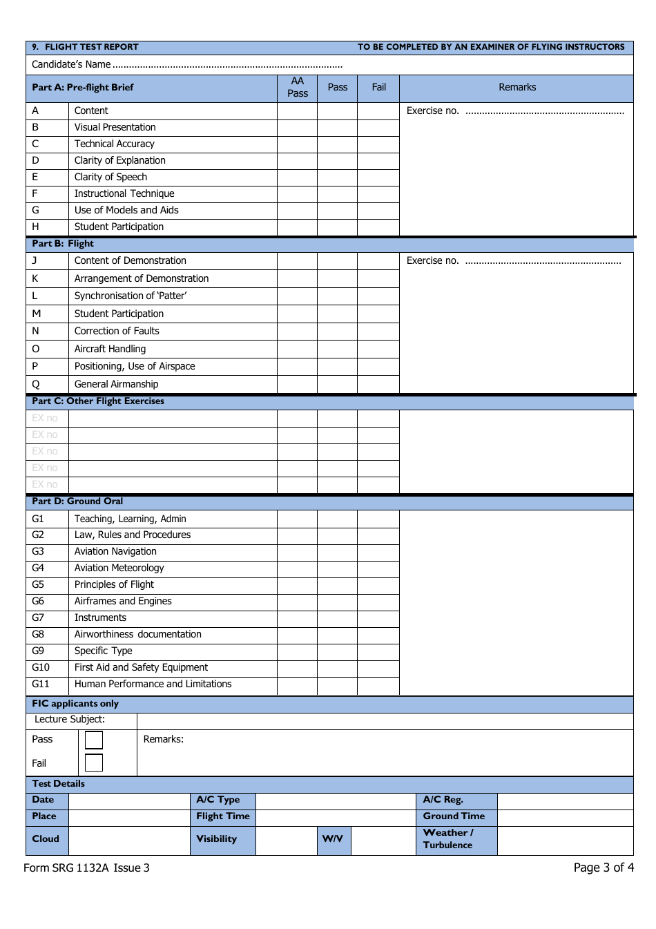 Instructor Form 1 (SRG1132A) Microlight Application - United Kingdom, Page 3