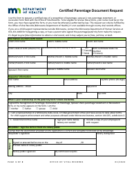 Certified Parentage Document Request - Minnesota