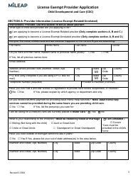 License Exempt Provider Application - Michigan, Page 3