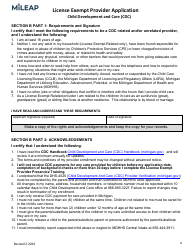 License Exempt Provider Application - Michigan, Page 4