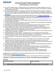 License Exempt Provider Application - Michigan, Page 5