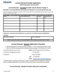 License Exempt Provider Application - Michigan, Page 6