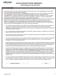 License Exempt Provider Application - Michigan, Page 9