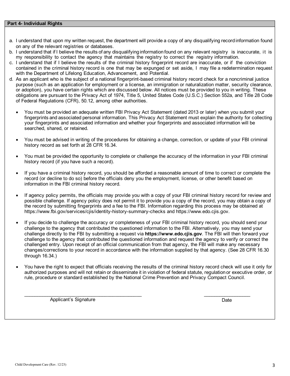 Michigan Child Care Background Check Consent and Disclosure - License Exempt-Unrelated Providers - Michigan, Page 3