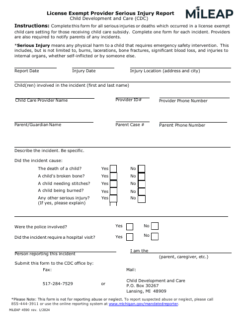 MiLEAP Form 4590  Printable Pdf