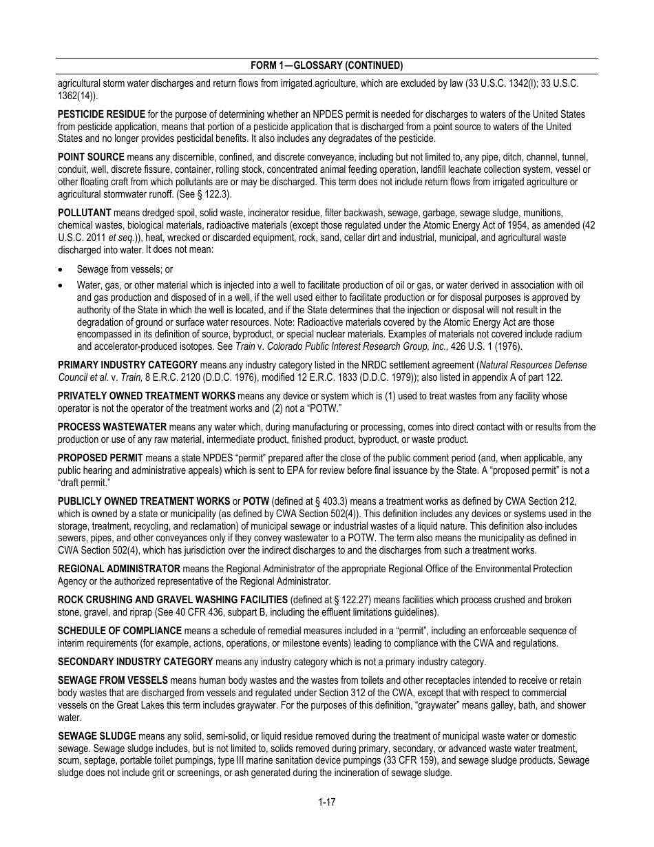 NPDES Form 1 (EPA Form 3510-1) Application for Npdes Permit to Discharge Wastewater, Page 17