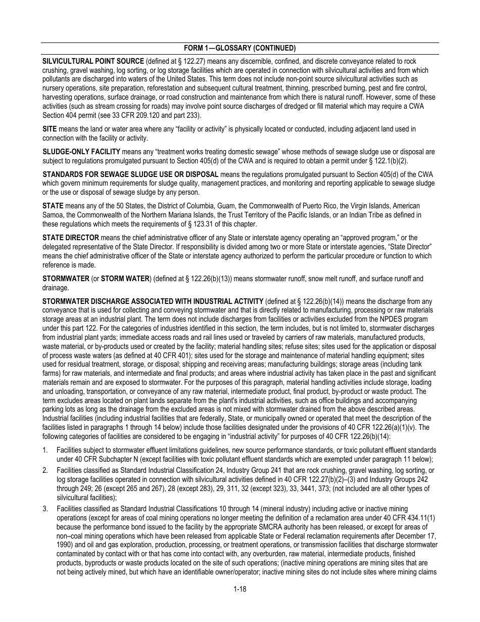 NPDES Form 1 (EPA Form 3510-1) Application for Npdes Permit to Discharge Wastewater, Page 18