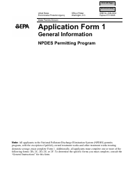 NPDES Form 1 (EPA Form 3510-1) Application for Npdes Permit to Discharge Wastewater