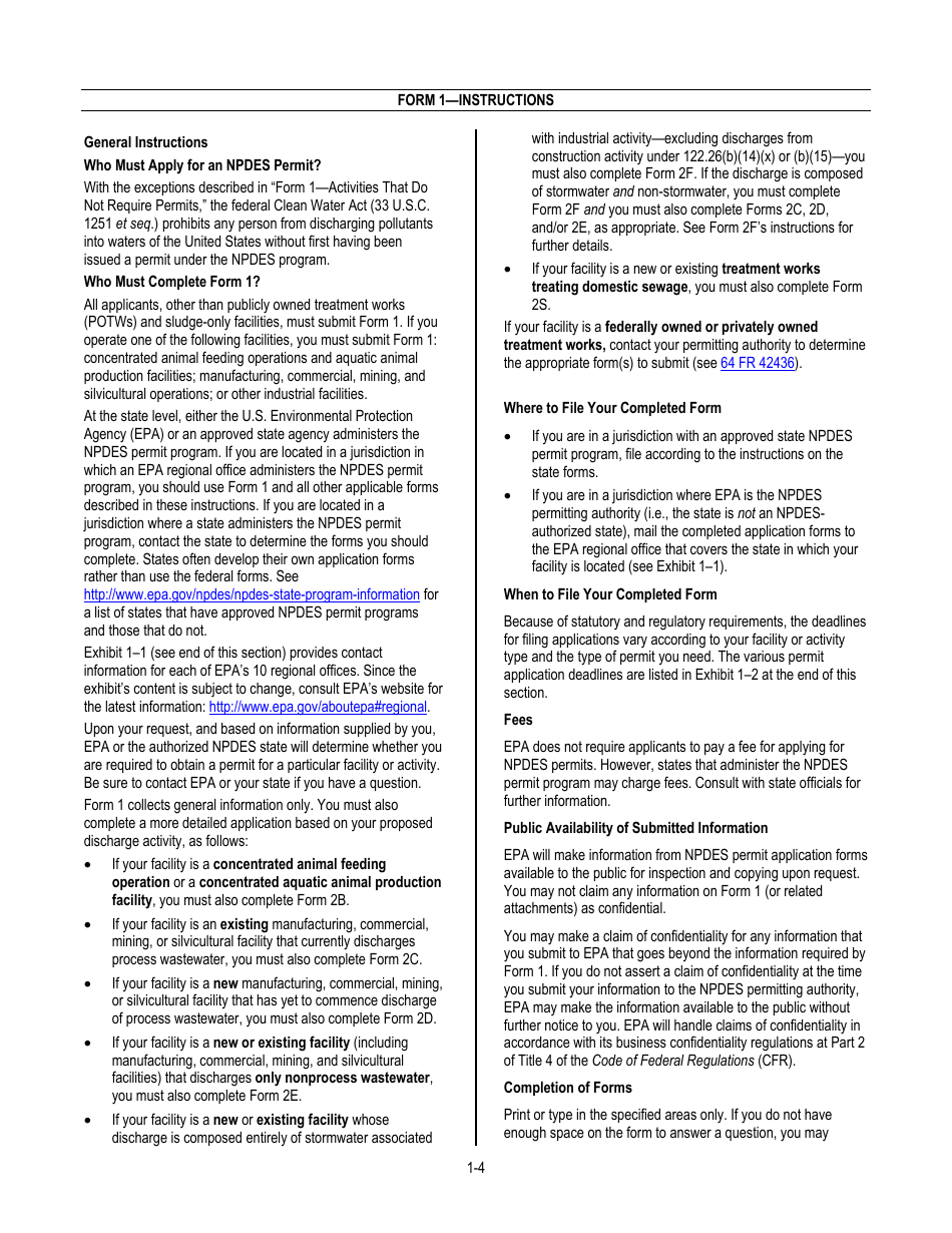 NPDES Form 1 (EPA Form 3510-1) Application for Npdes Permit to Discharge Wastewater, Page 4