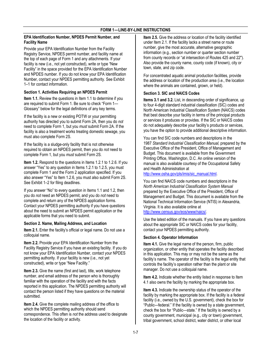 NPDES Form 1 (EPA Form 3510-1) Application for Npdes Permit to Discharge Wastewater, Page 7