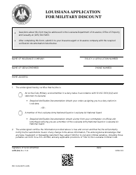 Document preview: Louisiana Application for Military Discount - Louisiana