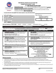Document preview: Form 82-307F Residential Waste Collection Fee Exemption Request Form - City of Cleveland, Ohio