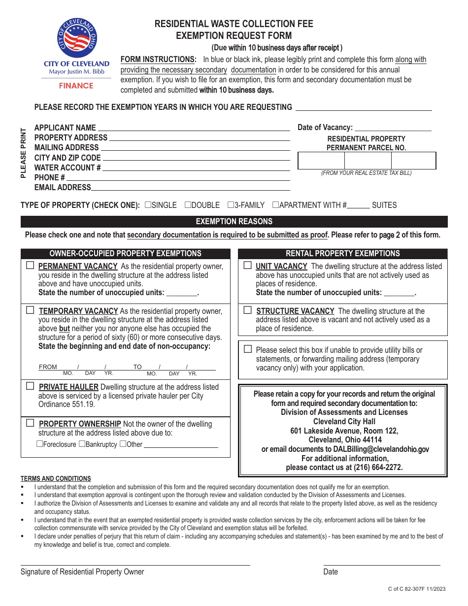 Form 82-307F - Fill Out, Sign Online and Download Printable PDF, City ...